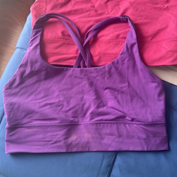 Lululemon Set of 6 Energy Bras Sz 10 Blue Purple Pink Green! - Picture 2 of 12